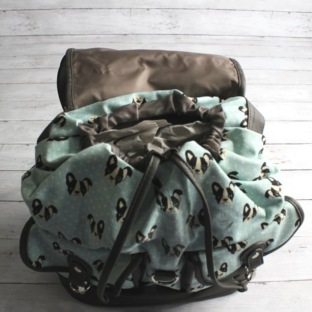 Candie's Women's Canvas Backpack Bucket Handbag Boston Terrier Dogs - Picture 7 of 7